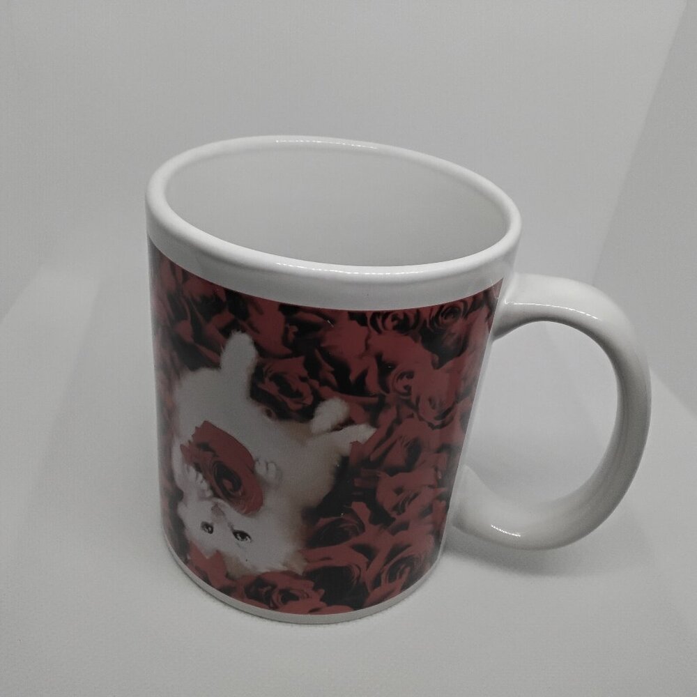 Collectible Cup/Mug | Red & White | Kitty Cat | by Houston Harvest 2001
